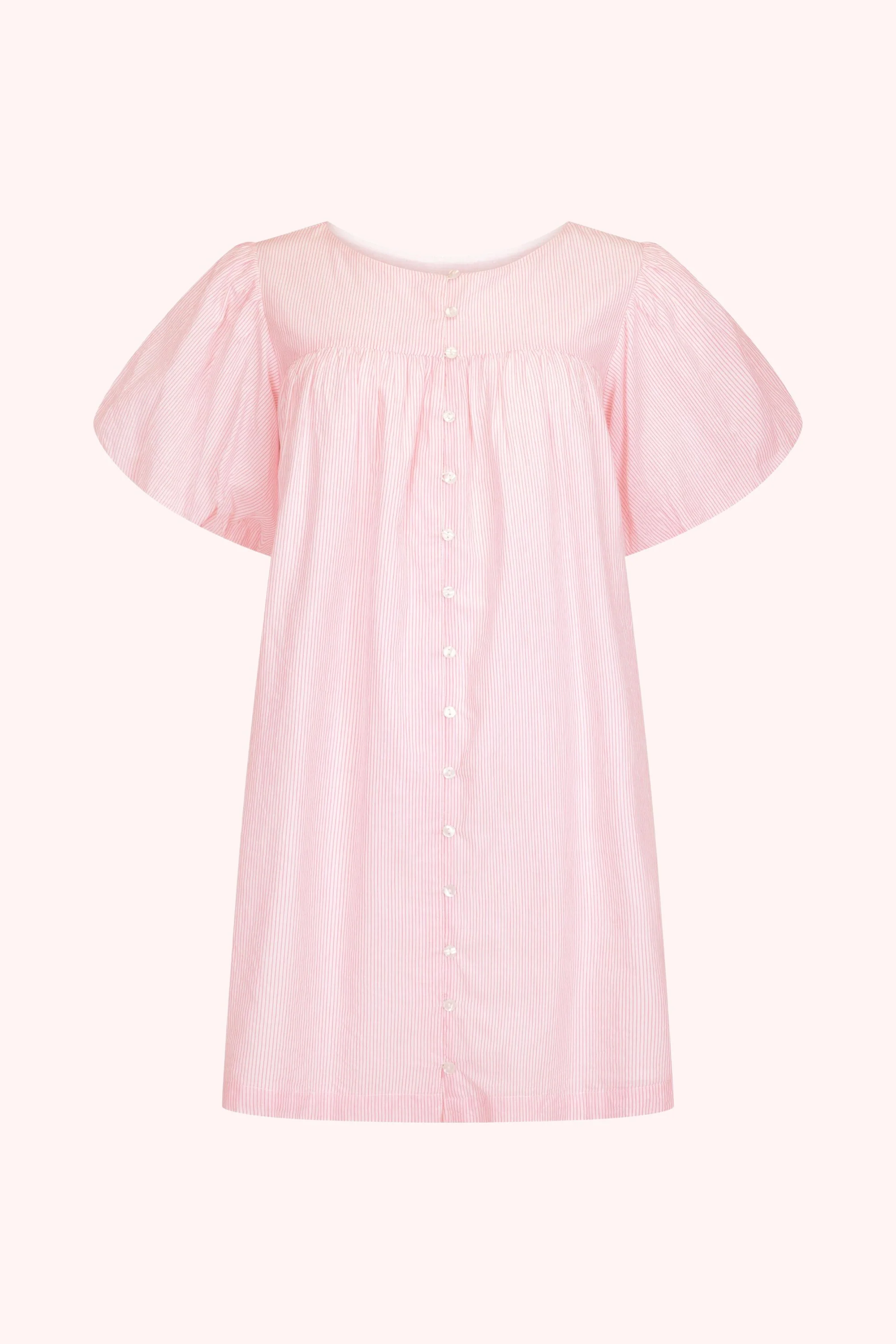 Andi Puff Mini Dress in Rosewater stripe - Image 7