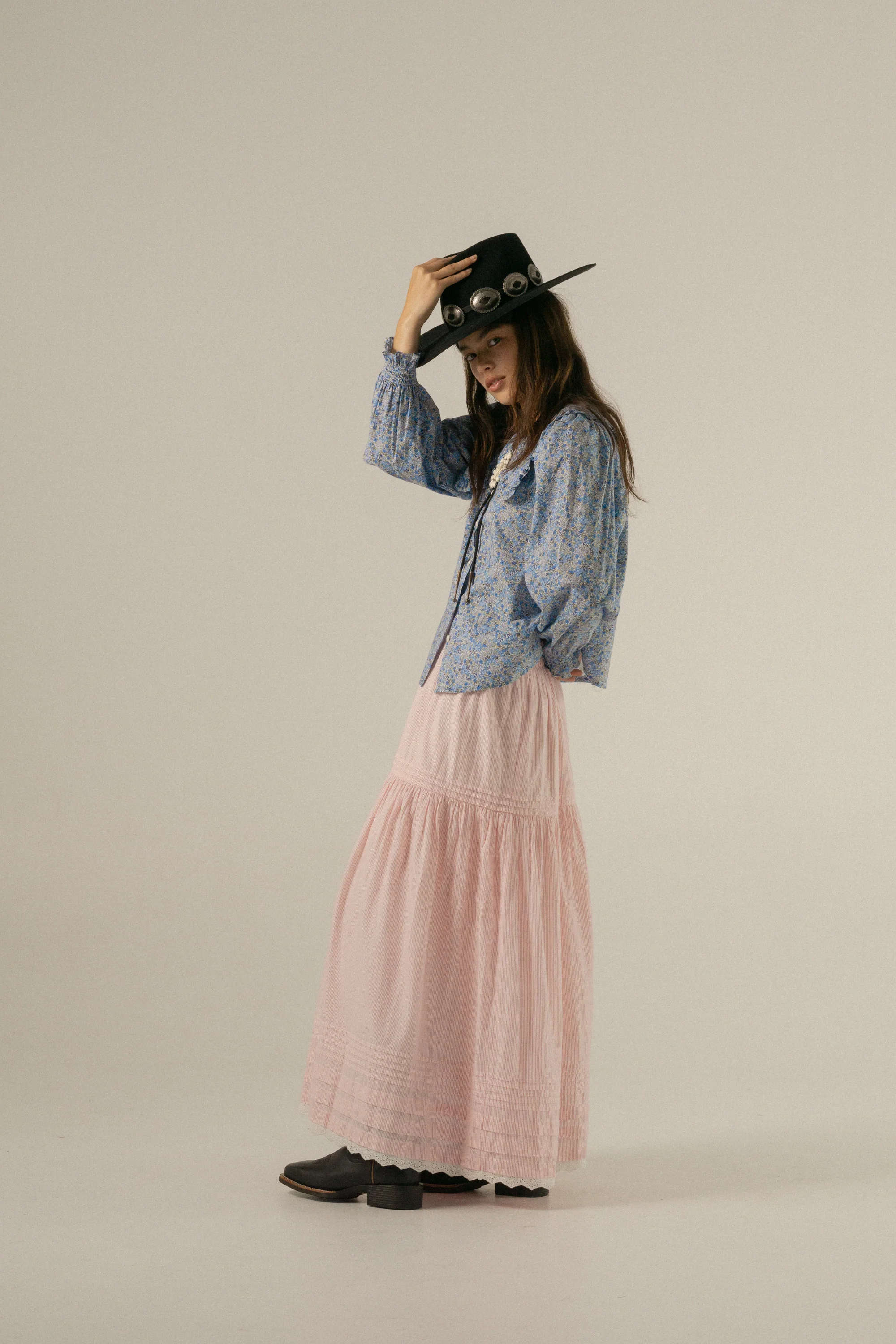 Yuri Skirt in Rosewater Stripe - Image 3