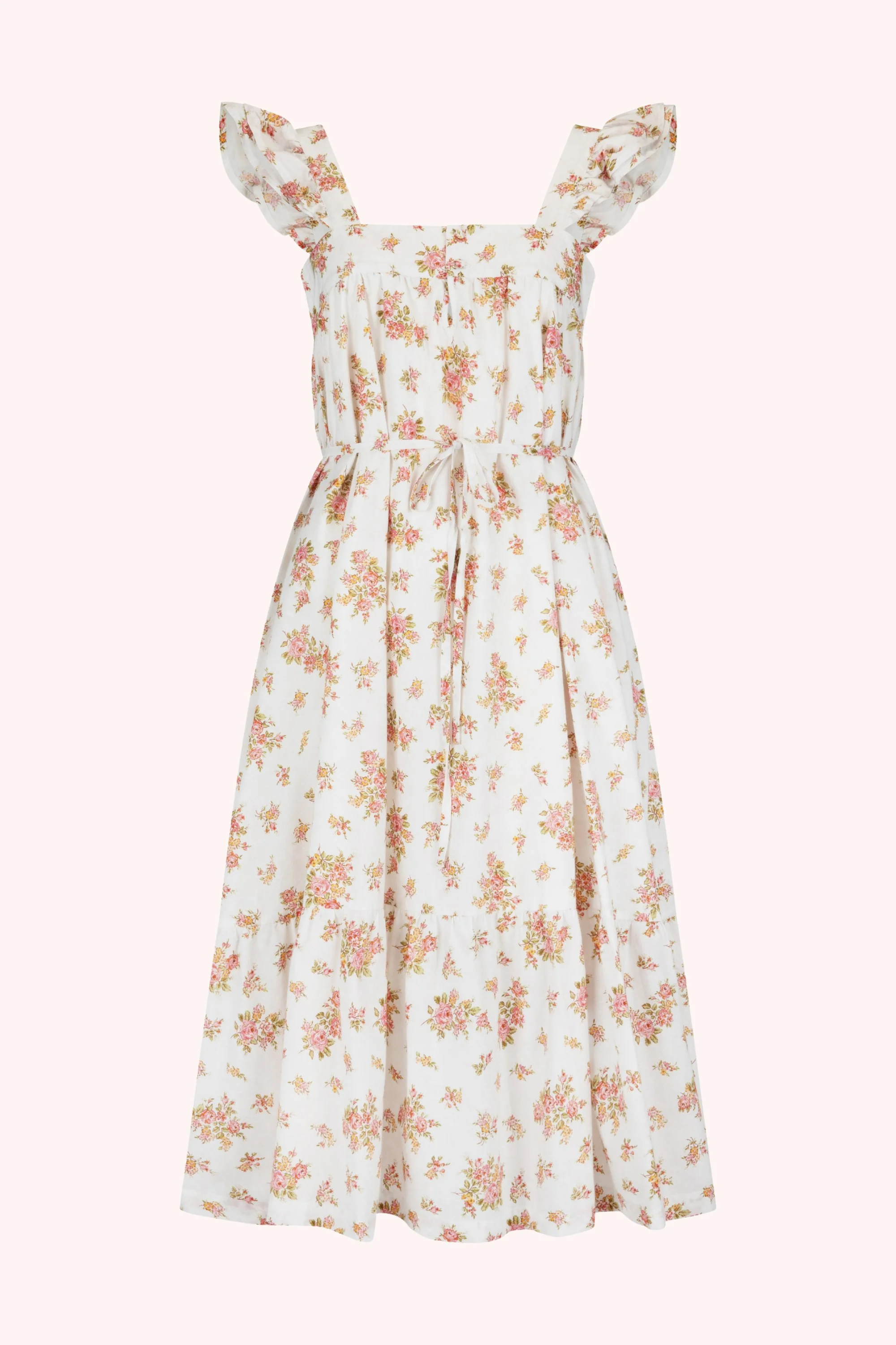 Frill Tea Midi Dress in Della Floral Blush - Image 3