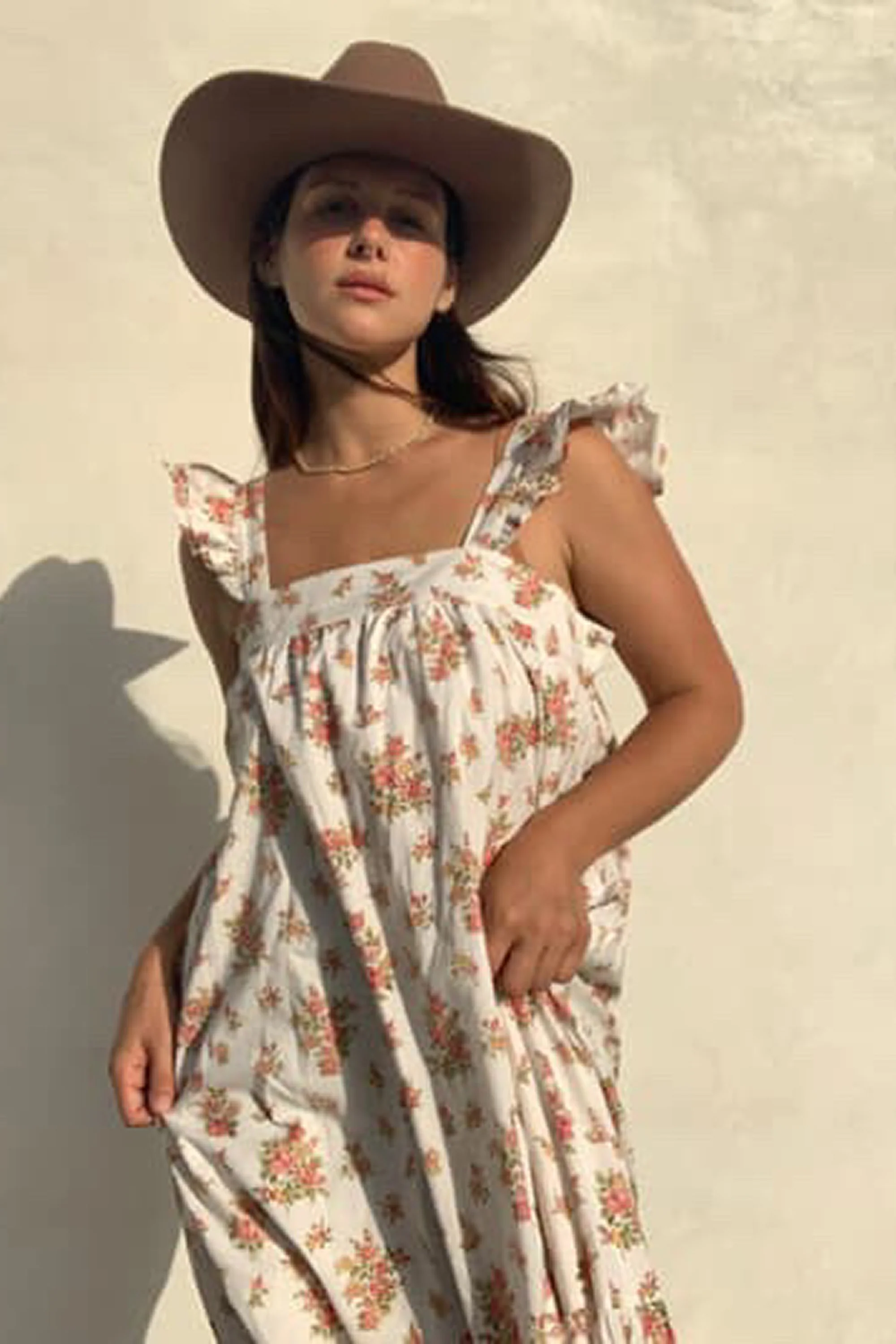 Frill Tea Midi Dress in Della Floral Blush - Image 4