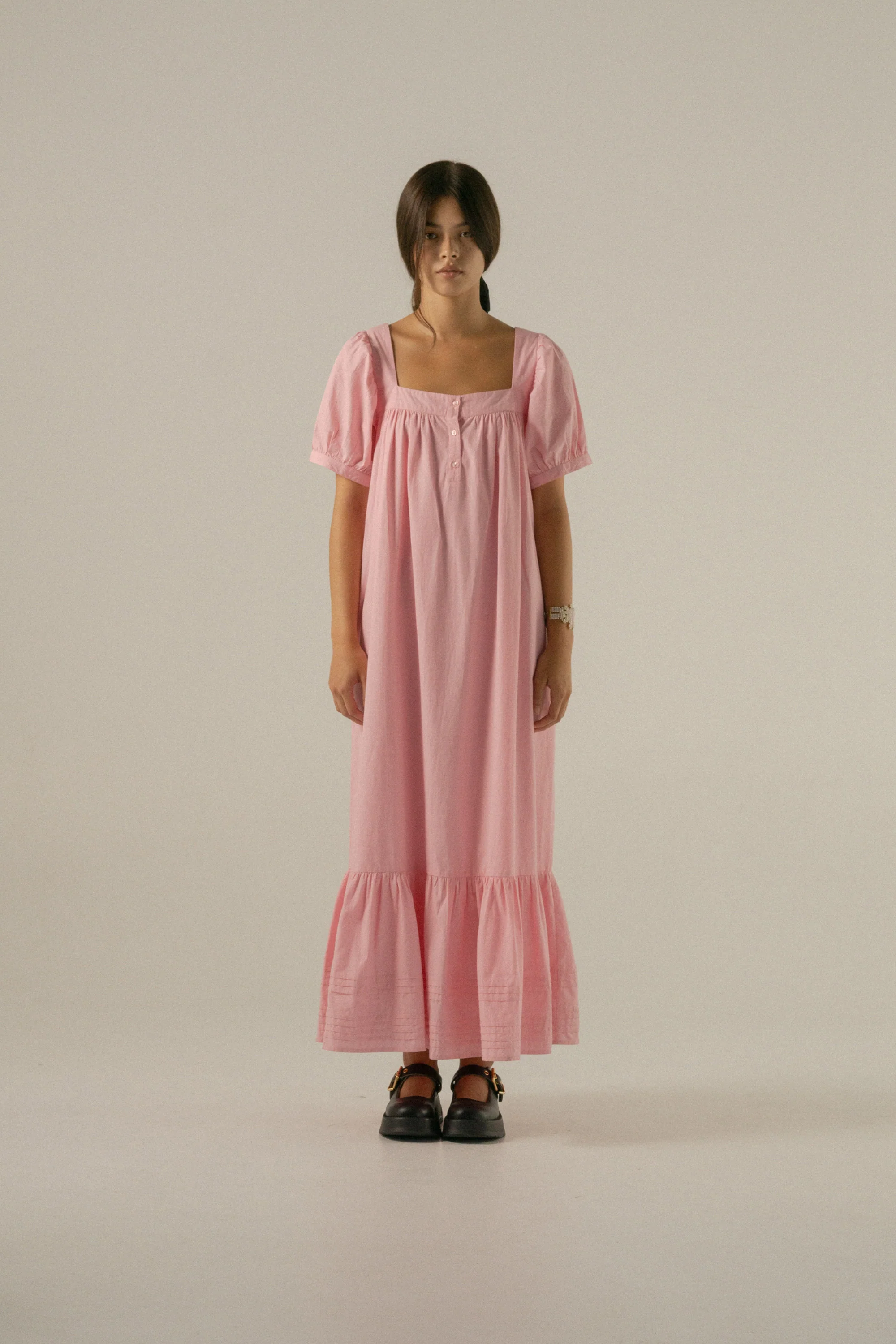 Gigi Midi Dress in Juni Rose Pinstripe - Image 3