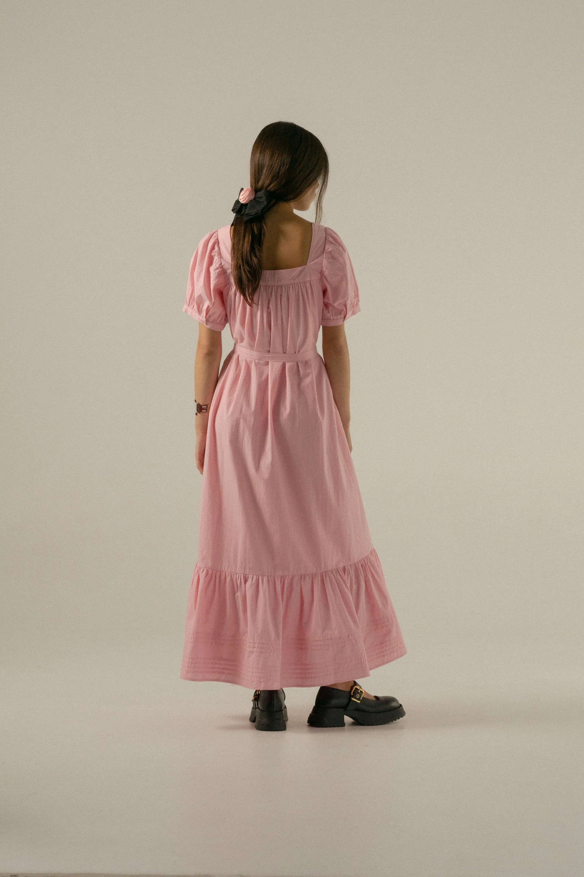 Gigi Midi Dress in Juni Rose Pinstripe - Image 4