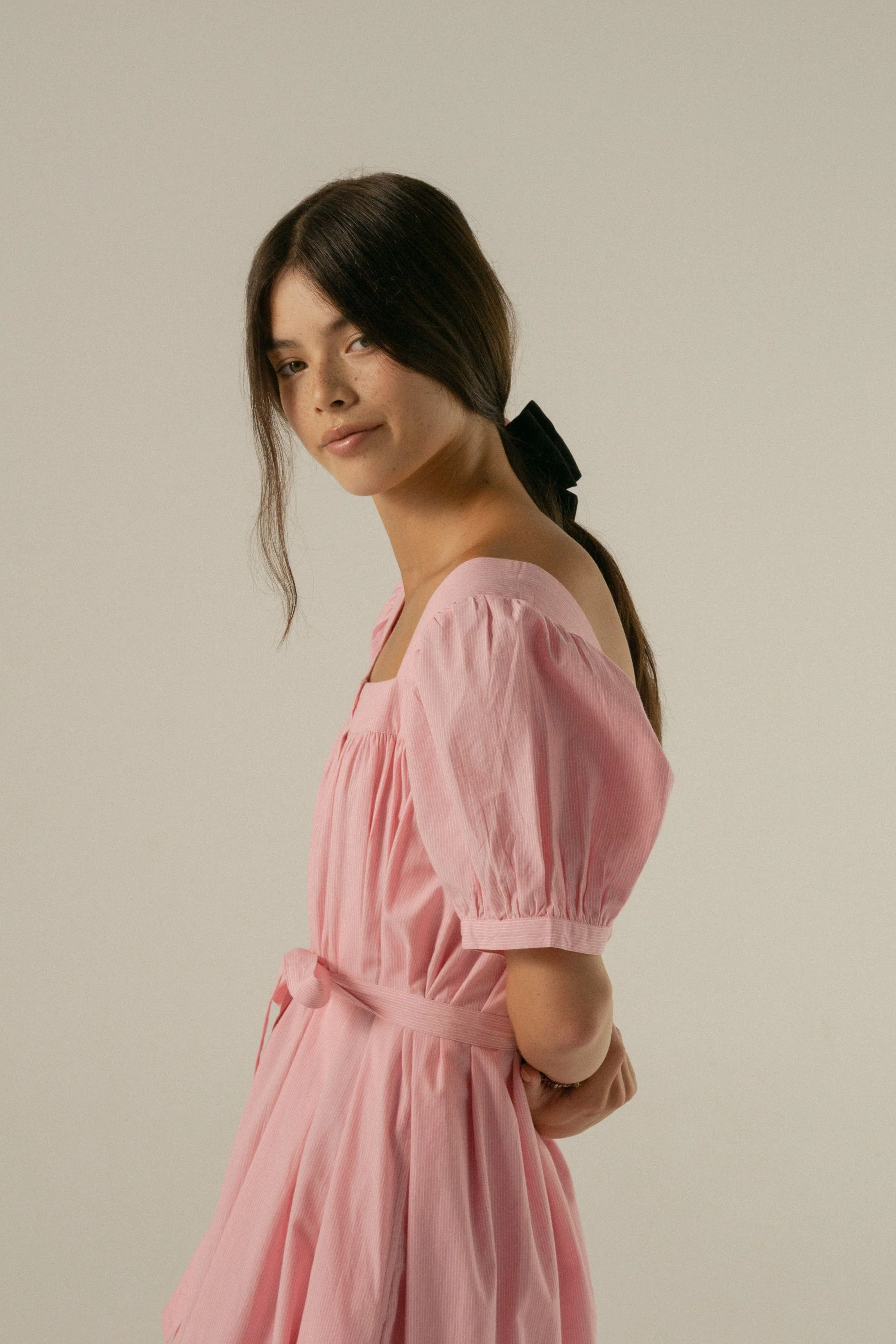 Gigi Midi Dress in Juni Rose Pinstripe - Image 5