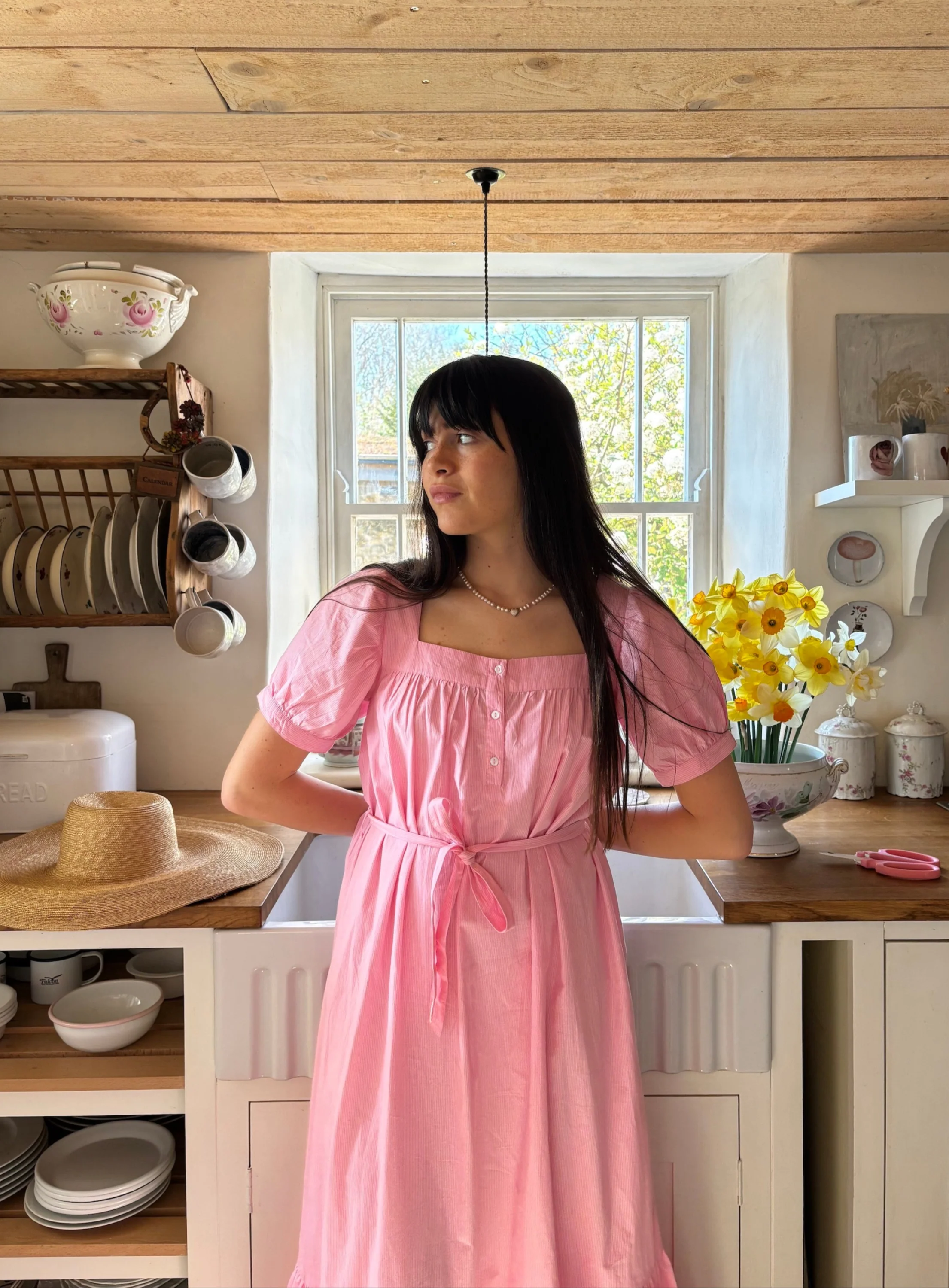 Gigi Midi Dress in Juni Rose Pinstripe - Image 7
