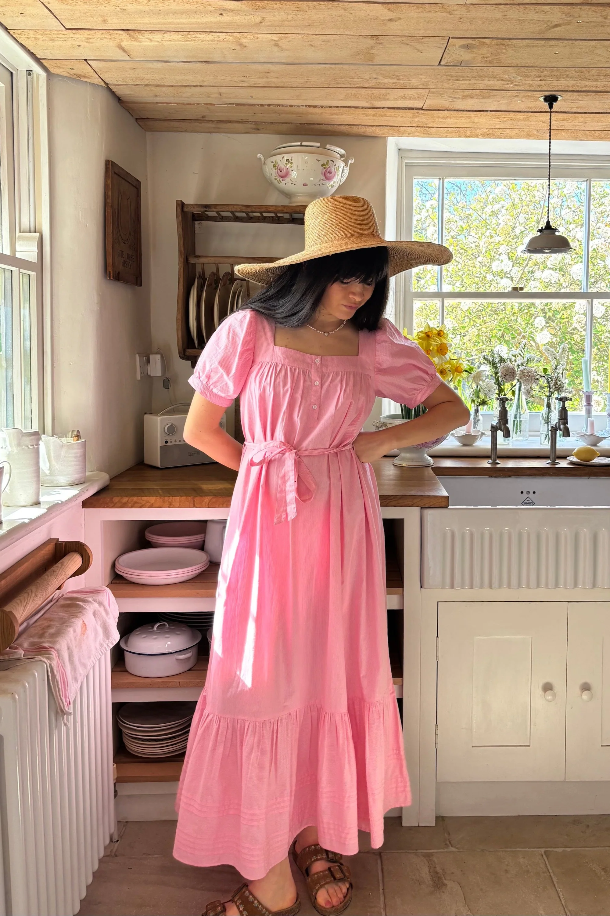 Gigi Midi Dress in Juni Rose Pinstripe - Image 8