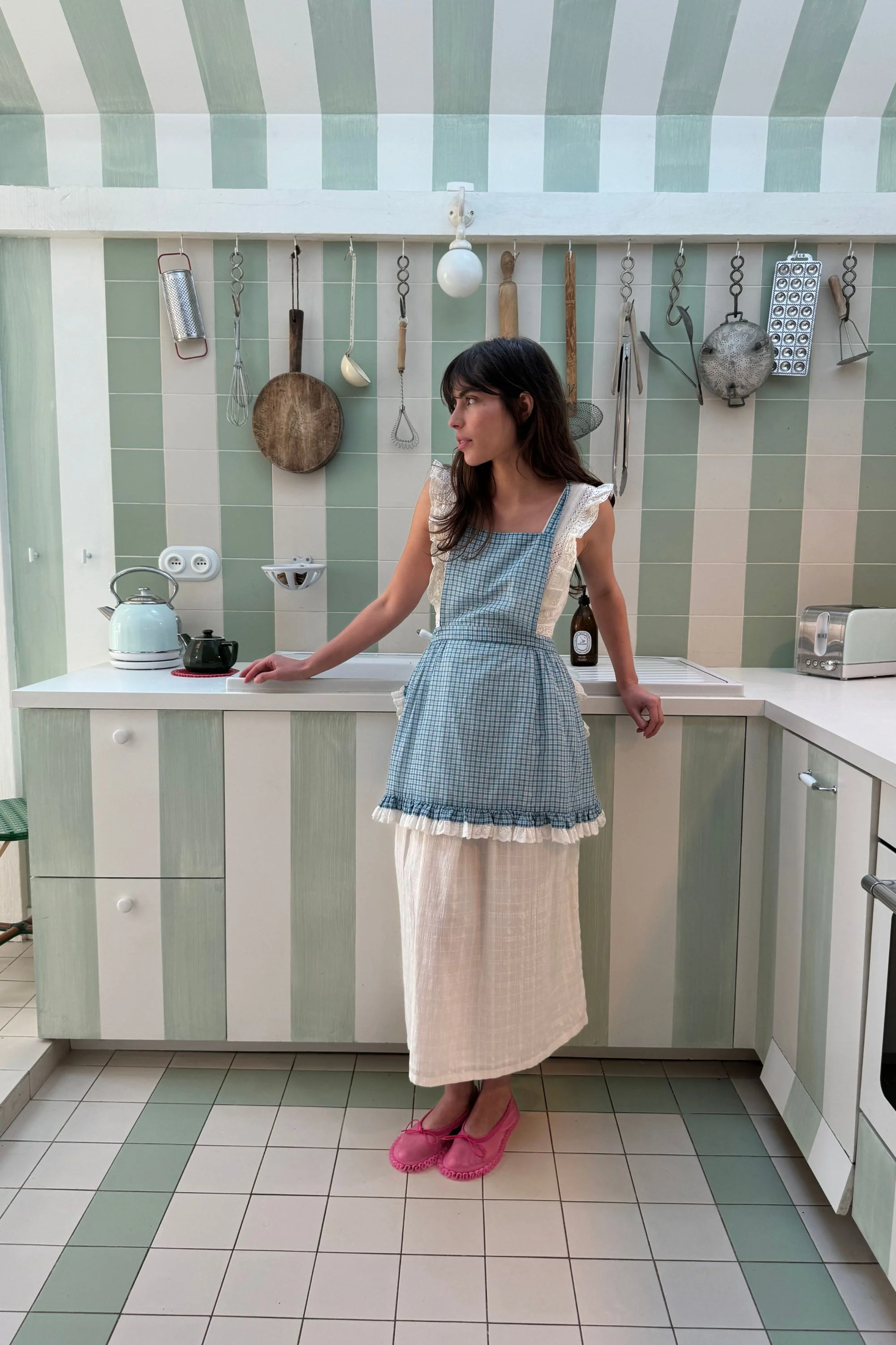 House Apron in Livia Blue Gingham ~ Limited edition - Image 3