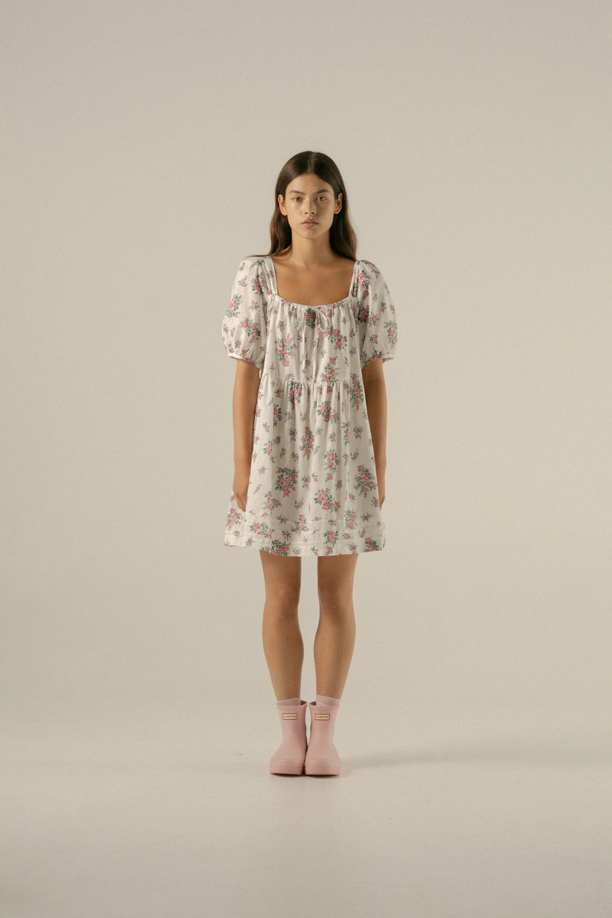 Ivy Smock Mini Dress in Ivy Lilac Garden - Image 3