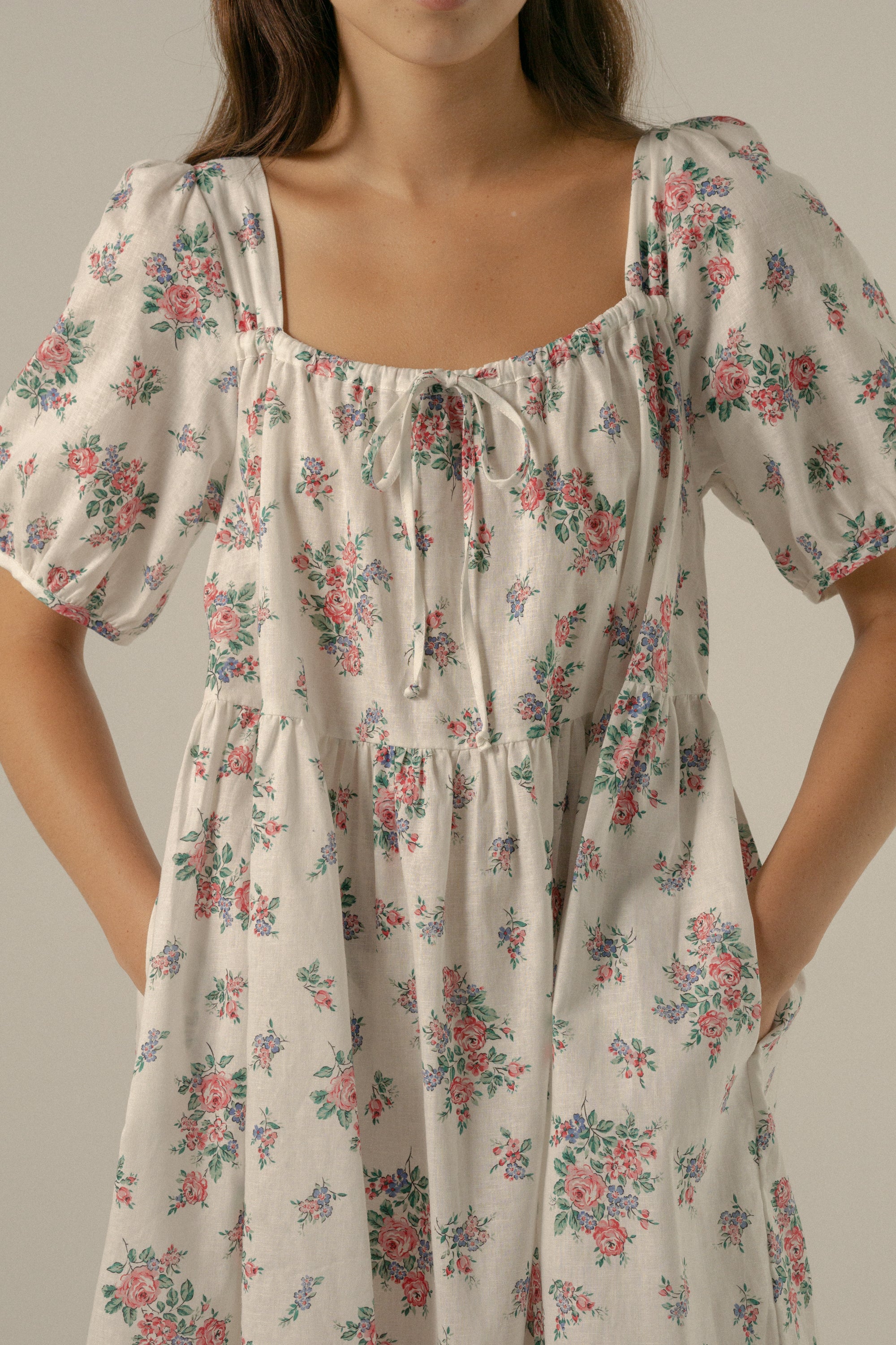 Ivy Smock Mini Dress in Ivy Lilac Garden - Image 5