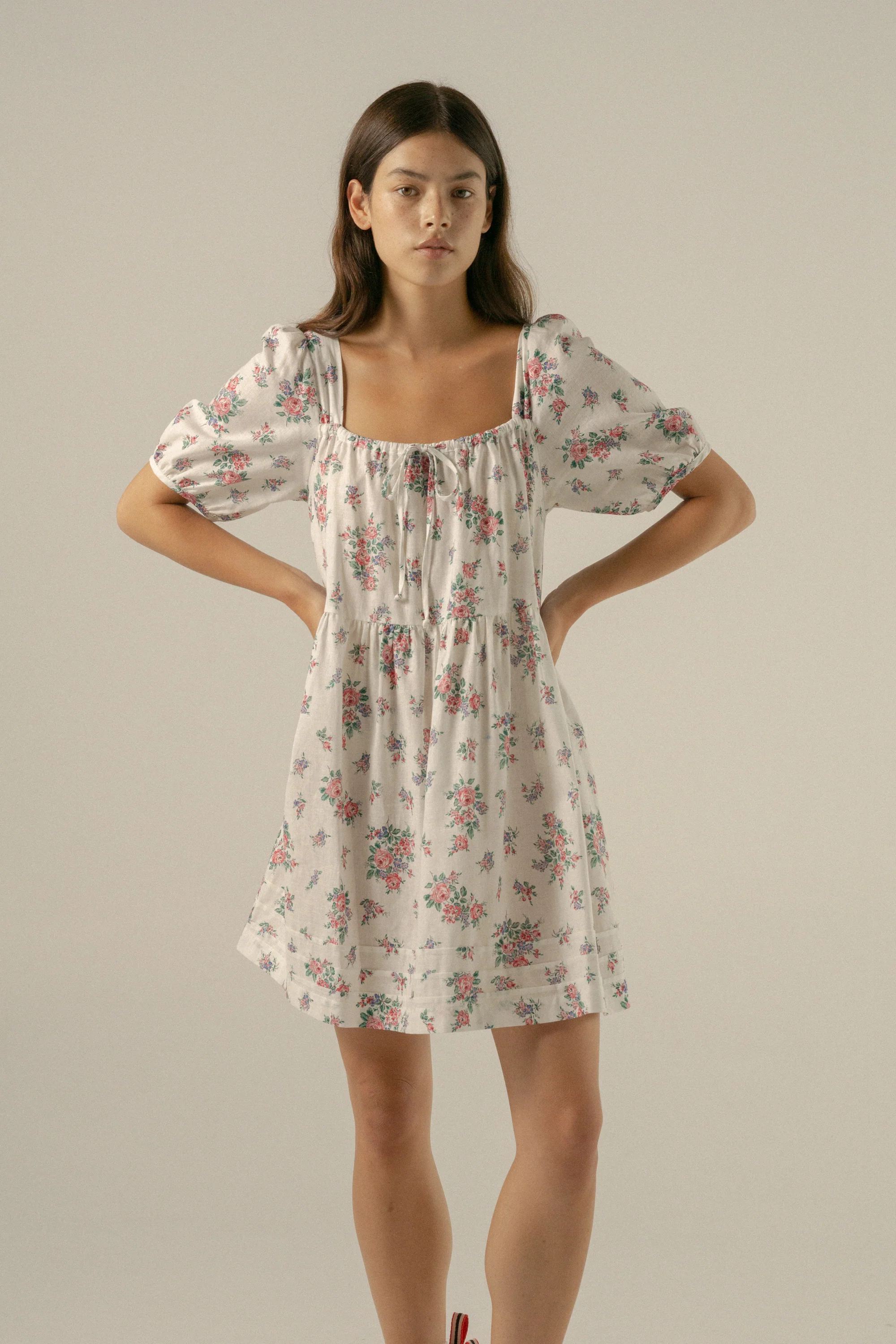 Ivy Smock Mini Dress in Ivy Lilac Garden - Image 6