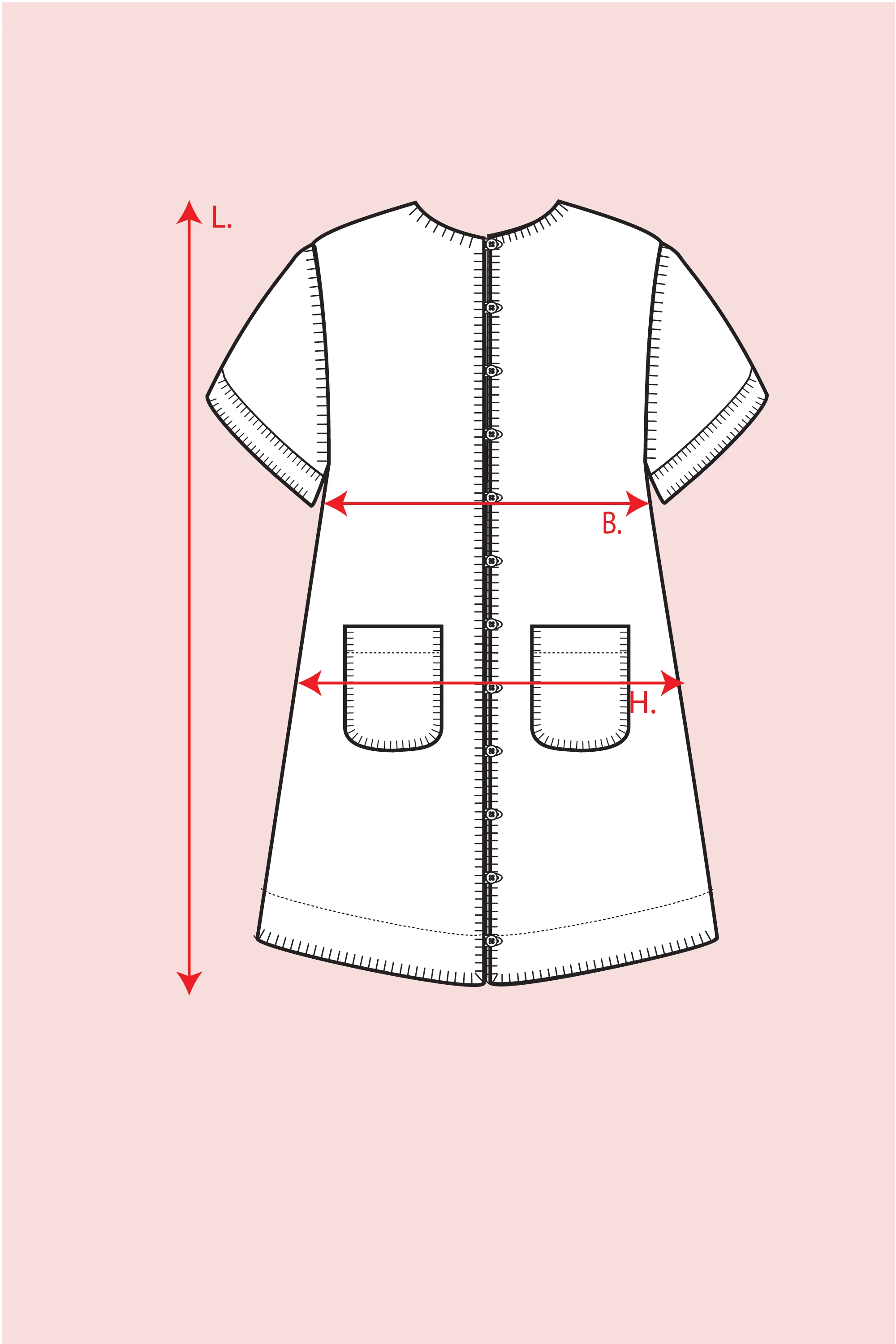 Juni Holiday Dress in Powder Pink + Hand Stitching - Image 5