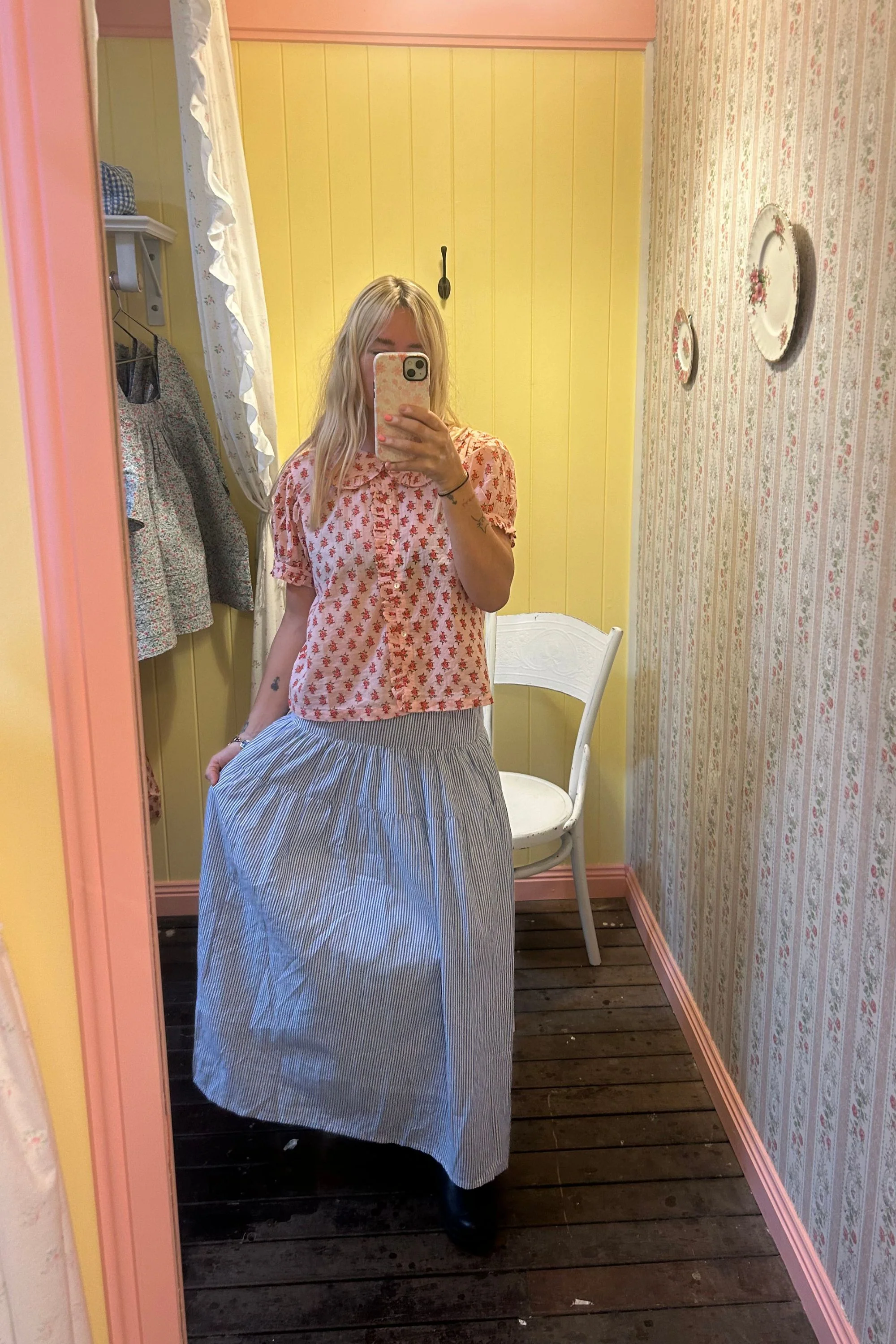 Maple Midi Skirt in Bluebell Stripe - Image 3