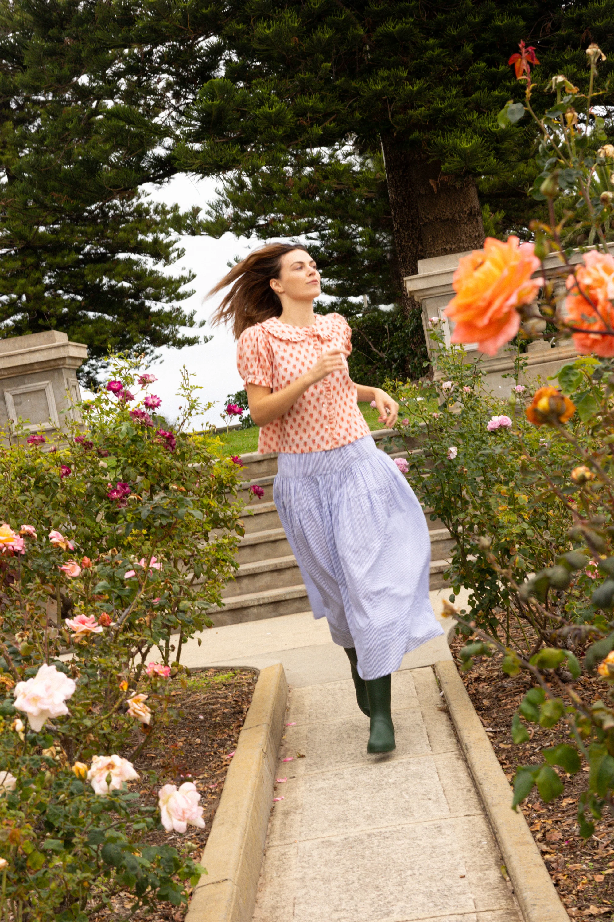 Maple Midi Skirt in Bluebell Stripe - Image 4