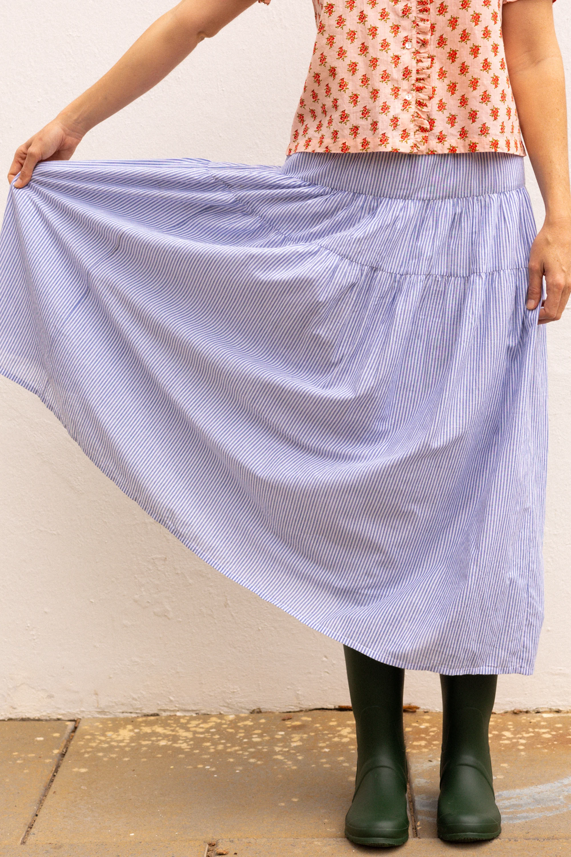 Maple Midi Skirt in Bluebell Stripe - Image 6