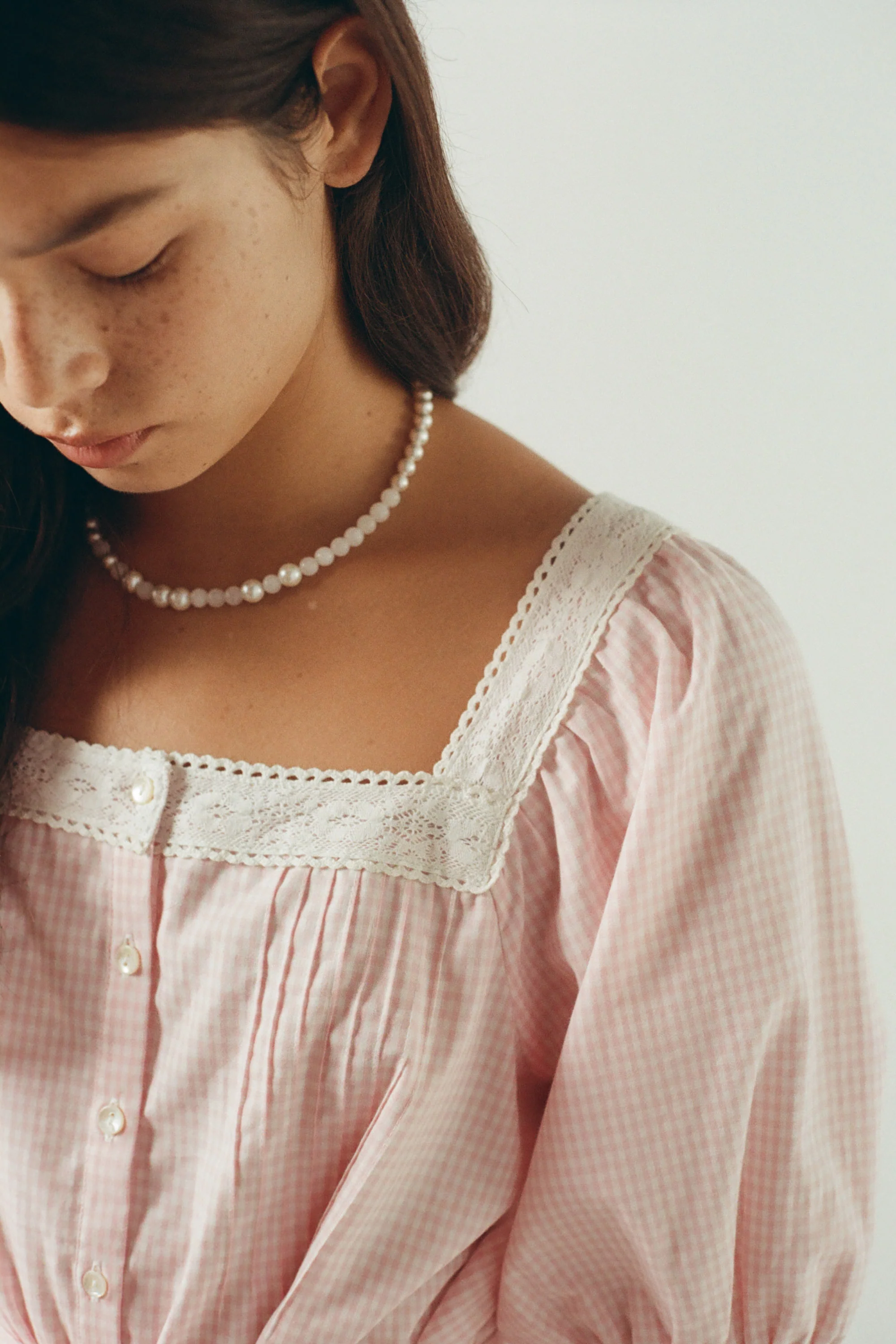 Mila Midi Dress in Baby Pink Gingham - Image 6