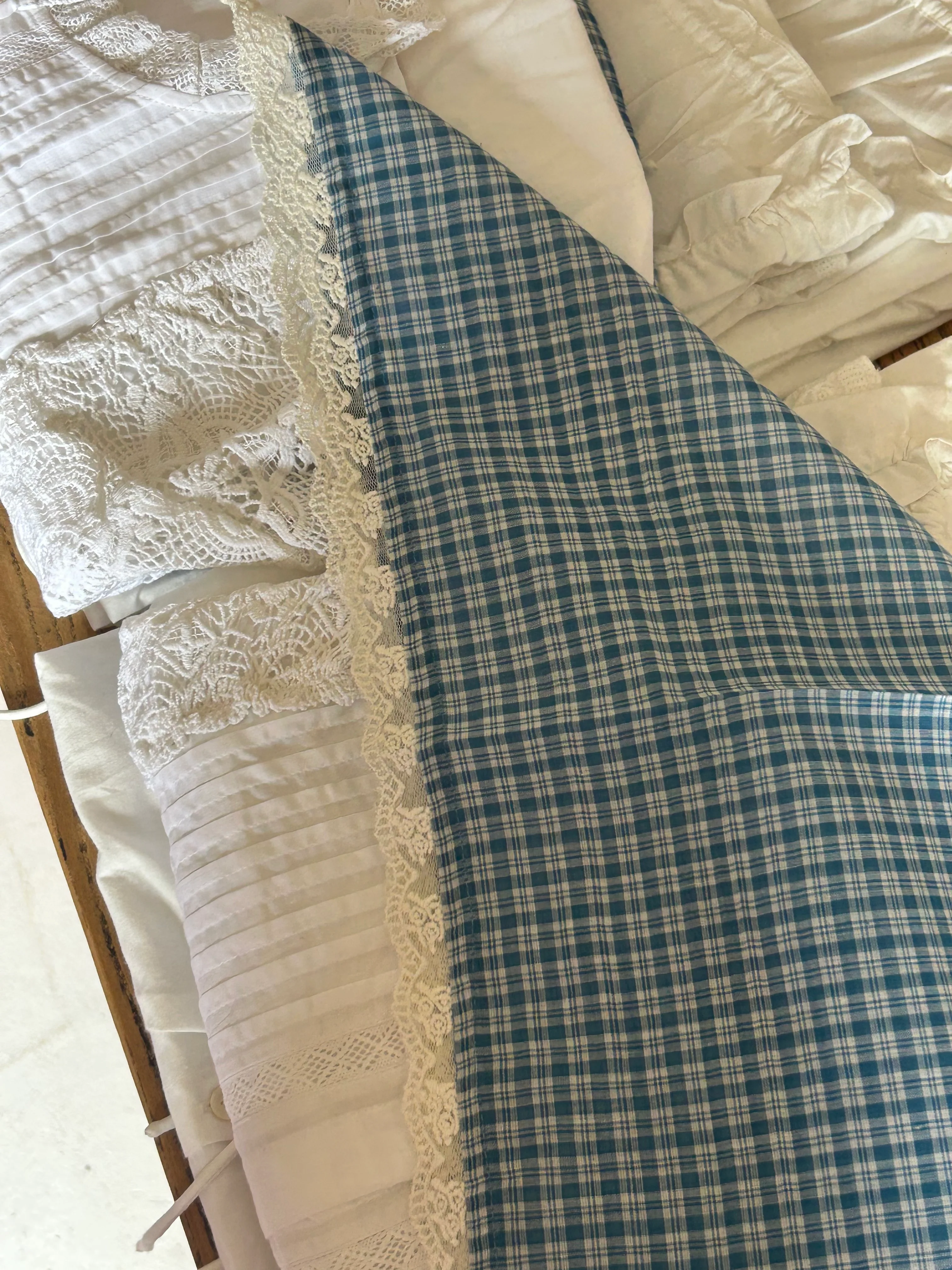 Delilah Lace Scarf in Livia Blue Gingham - Image 4