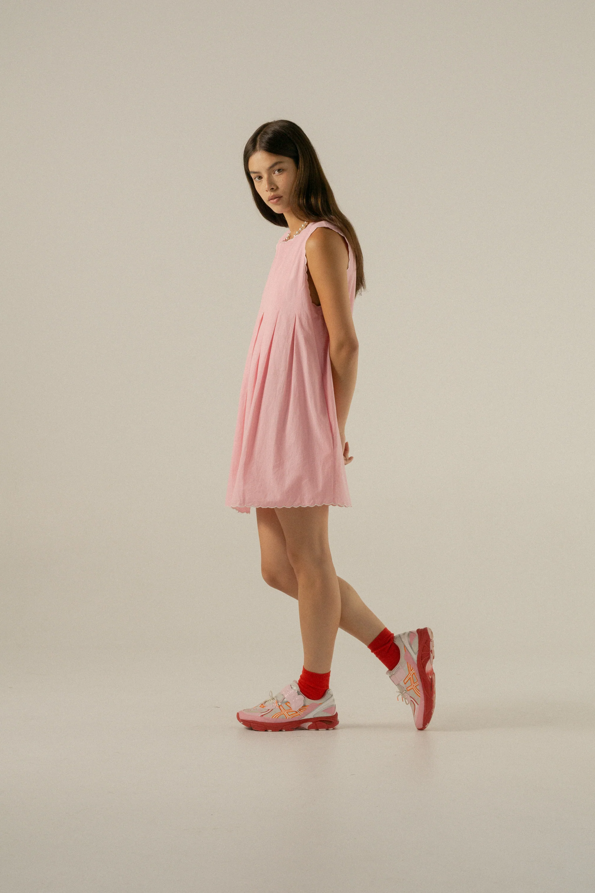 Romi Shift Dress in Juni Rose Pinstripe - Image 4
