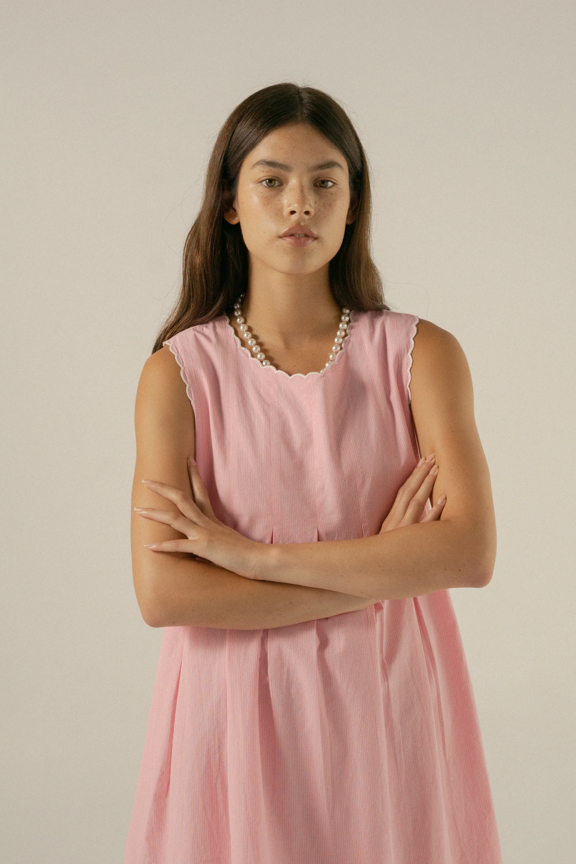 Romi Shift Dress in Juni Rose Pinstripe - Image 5